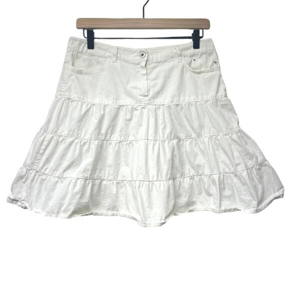 Cultus Cream Tiered Ruffle Mini Skirt Summer Festival Country Size US 10 12 - Picture 1 of 5